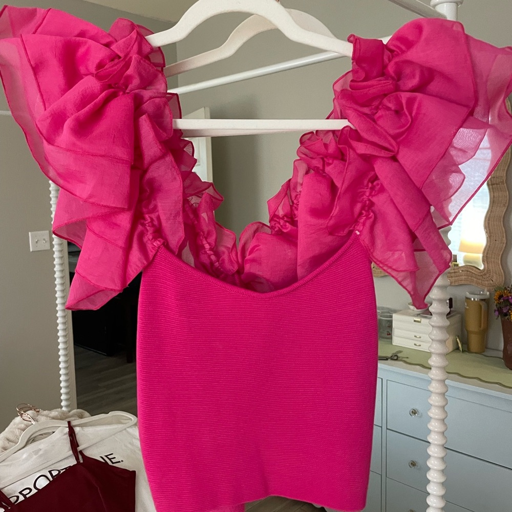Elegant Pink Ruffled Women's Top
